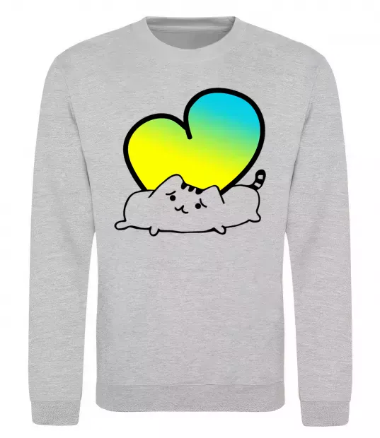 Свитшот Кіт любить Україну Серый меланж фото