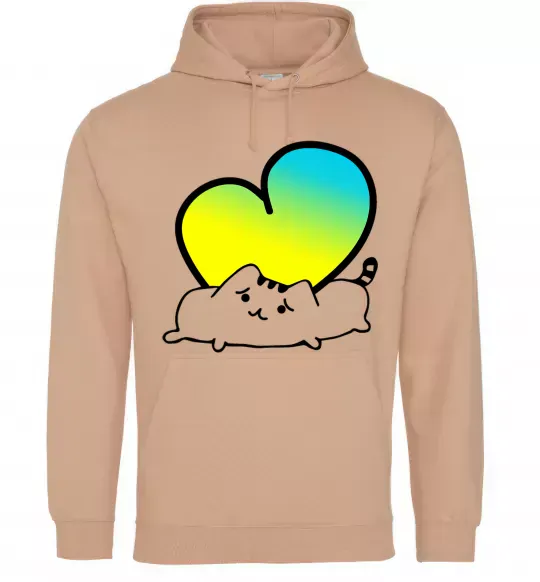 Мужская толстовка (худи) Кіт любить Україну Песочный фото