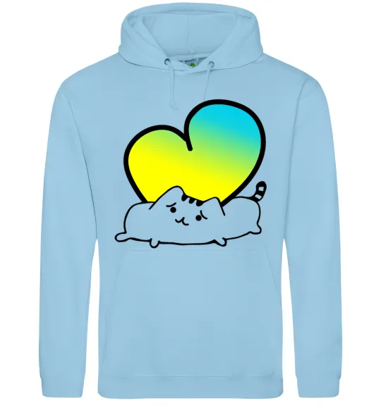 Женская толстовка (худи) Кіт любить Україну Голубой фото