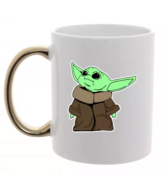 Чашка с цветной ручкой Маленький Йода Золото фото