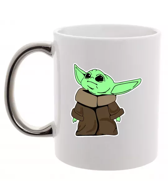 Чашка с цветной ручкой Маленький Йода Серебро фото