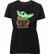 Женская премиум футболка Маленький Йода Черный фото
