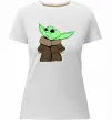Женская премиум футболка Маленький Йода Белый фото
