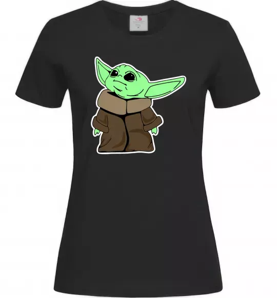 Женская футболка Маленький Йода Черный фото