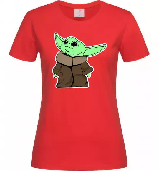 Женская футболка Маленький Йода Красный фото