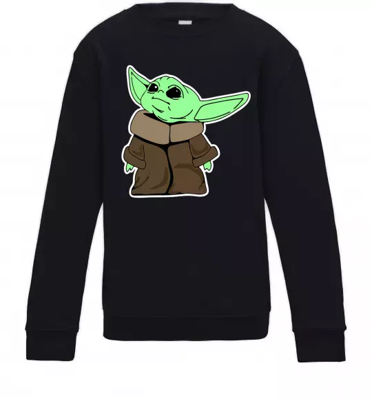 Детский Свитшот Маленький Йода Черный фото