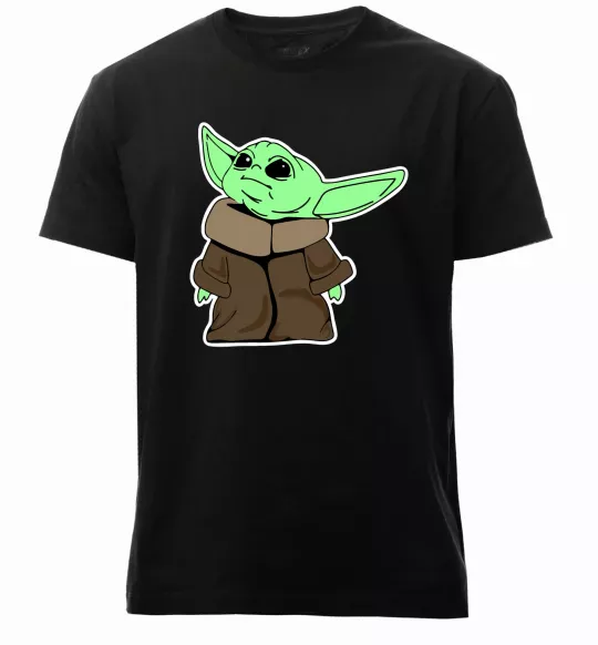 Мужская премиум футболка Маленький Йода Черный фото