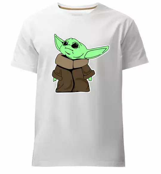 Мужская премиум футболка Маленький Йода Белый фото