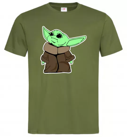 Мужская футболка Маленький Йода Оливковый фото