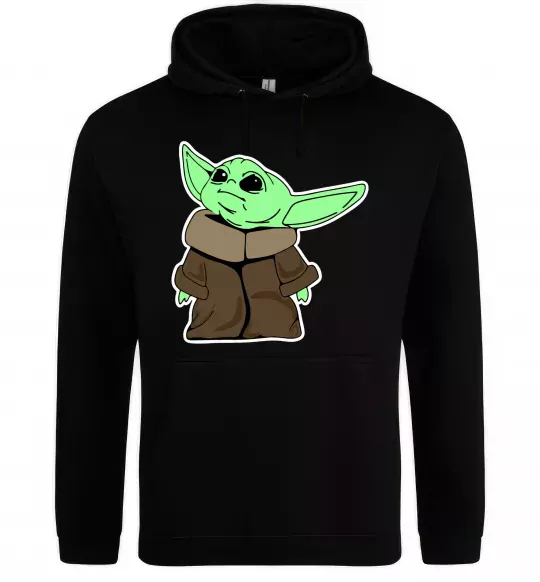 Чоловіча толстовка (худі) Маленький Йода Чорний фото