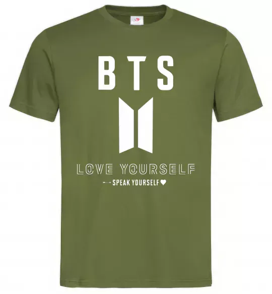 Мужская футболка BTS Love yourself Оливковый фото