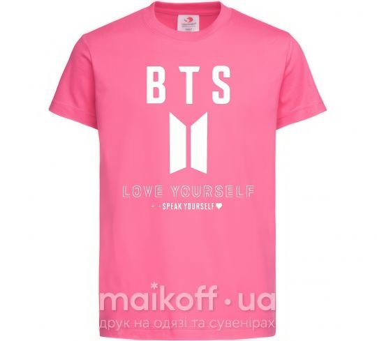 Дитяча футболка BTS Love yourself Яскраво-рожевий фото