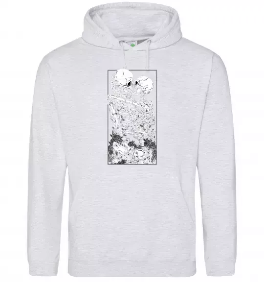 Женская толстовка (худи) Два скелета Серый меланж фото