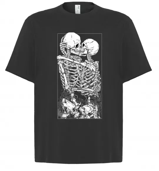 Футболка Оверсайз Два скелета Черный фото