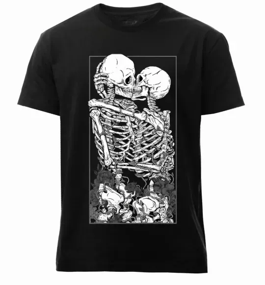 Мужская премиум футболка Два скелета Черный фото