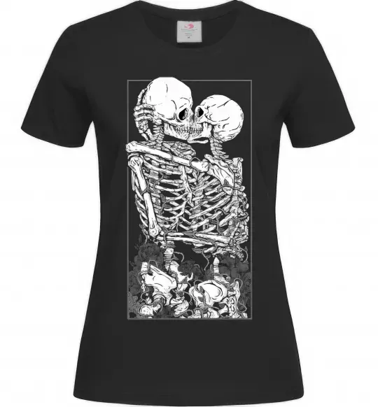 Жіноча футболка Два скелета Чорний фото