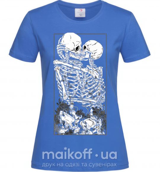 Жіноча футболка Два скелета Яскраво-синій фото