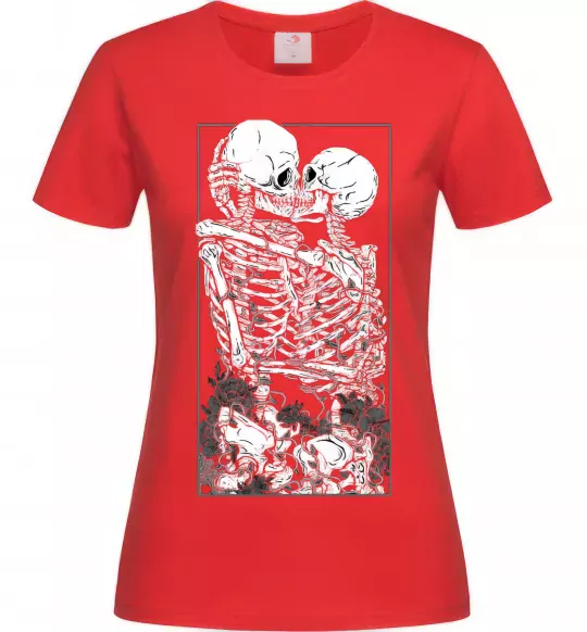 Жіноча футболка Два скелета Червоний фото