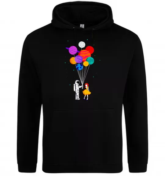 Жіноча толстовка (худі) Космонавт з кульками Чорний фото