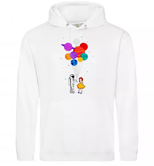 Жіноча толстовка (худі) Космонавт з кульками Білий фото