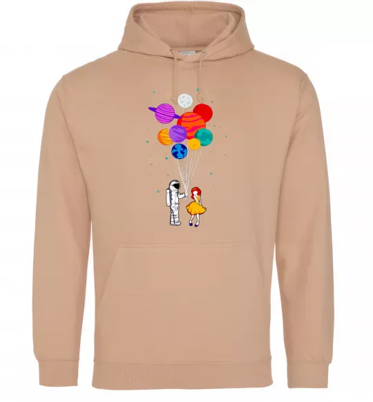 Жіноча толстовка (худі) Космонавт з кульками Пісочний фото