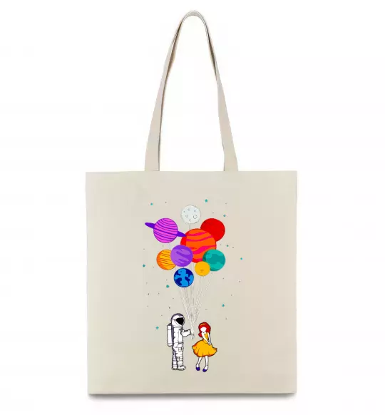 Эко-сумка Космонавт з кульками Бежевый фото