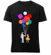 Чоловіча преміум футболка Космонавт з кульками Чорний фото