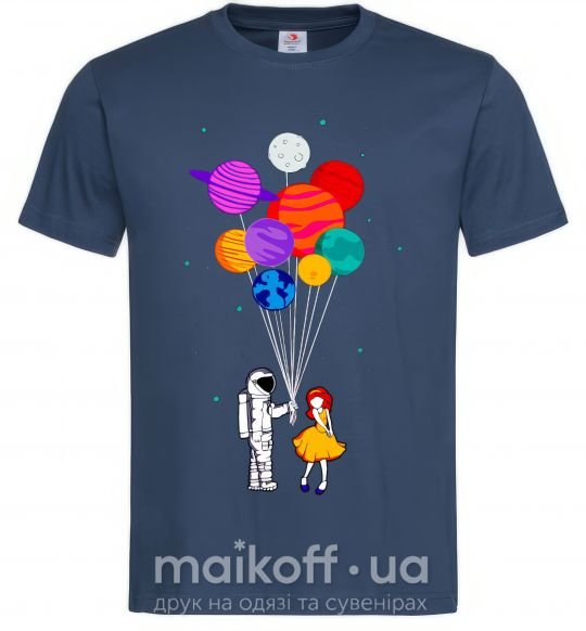Чоловіча футболка Космонавт с шариками Темно-синій фото