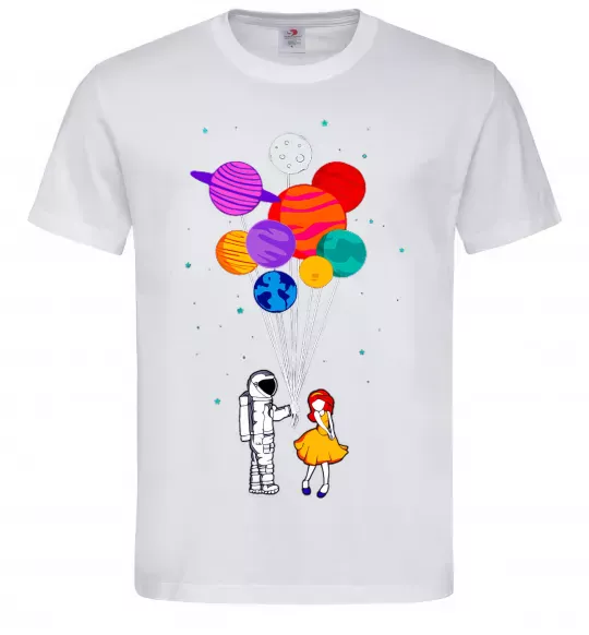 Мужская футболка Космонавт з кульками Белый фото
