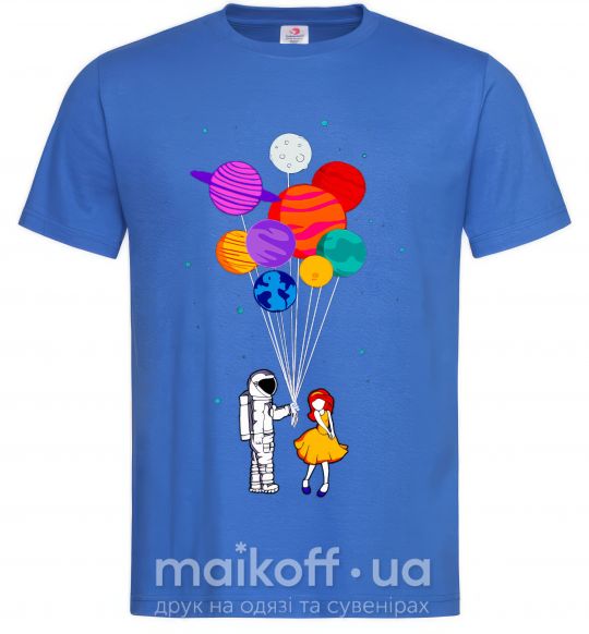 Чоловіча футболка Космонавт с шариками Яскраво-синій фото