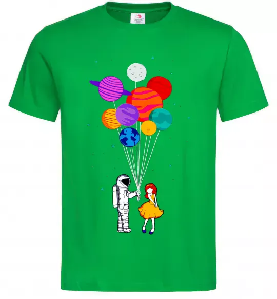 Мужская футболка Космонавт з кульками Зеленый фото