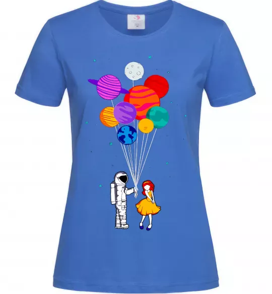 Женская футболка Космонавт з кульками Ярко-синий фото