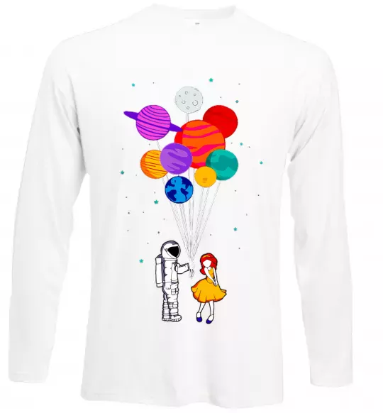 Лонгслів Космонавт з кульками Білий фото