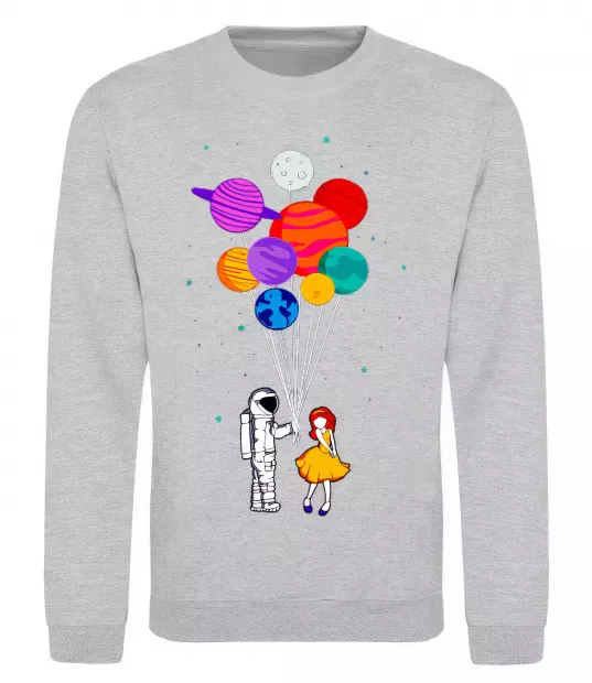 Світшот Космонавт з кульками Сірий меланж фото