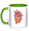 Чашка з кольоровою ручкою Сердце цветы Зелений фото