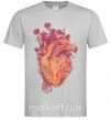 Чоловіча футболка Сердце цветы Сірий фото