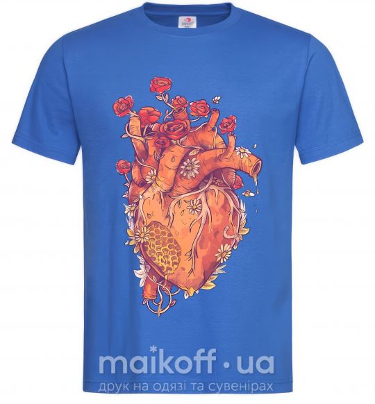 Мужская футболка Сердце цветы Ярко-синий фото