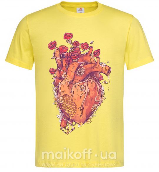 Мужская футболка Сердце цветы Лимонный фото