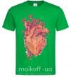 Мужская футболка Сердце цветы Зеленый фото