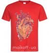Мужская футболка Сердце цветы Красный фото