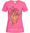 Женская футболка Сердце цветы Ярко-розовый фото