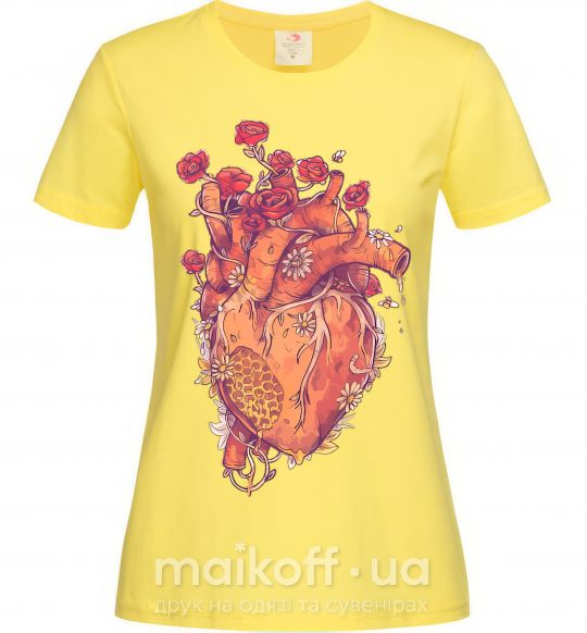 Женская футболка Сердце цветы Лимонный фото