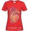 Женская футболка Сердце цветы Красный фото