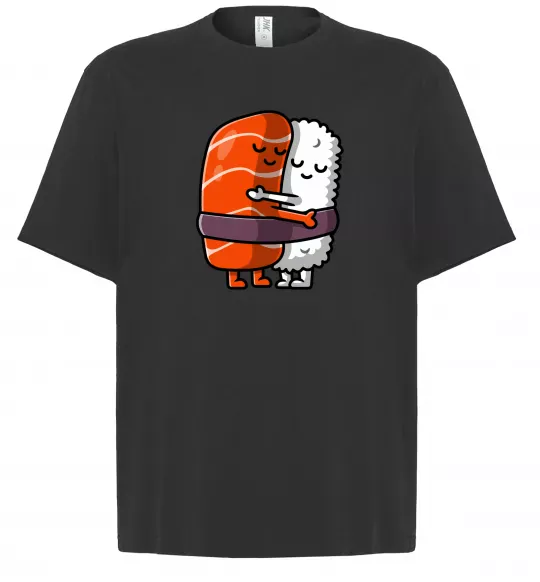 Футболка Оверсайз Суші обіймаються Черный фото