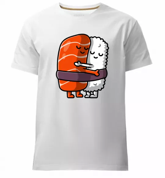 Мужская премиум футболка Суші обіймаються Белый фото