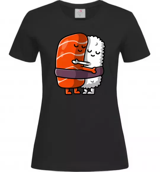 Жіноча футболка Суші обіймаються Чорний фото