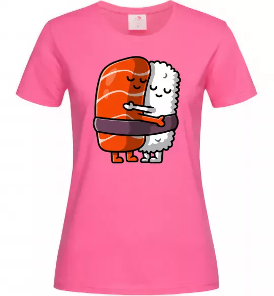 Жіноча футболка Суші обіймаються Яскраво-рожевий фото