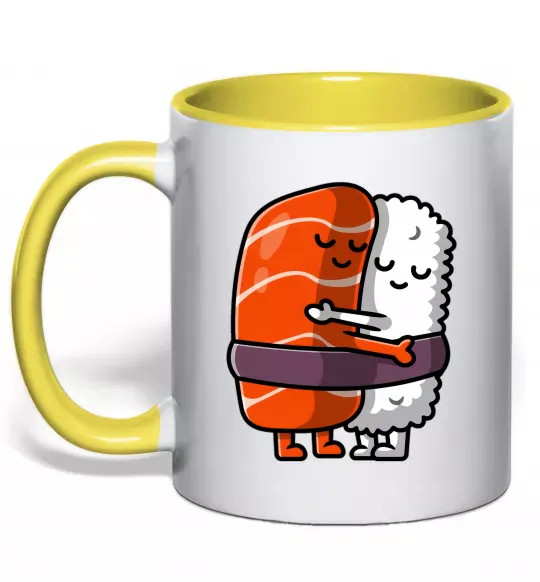 Чашка с цветной ручкой Суші обіймаються Солнечно желтый фото