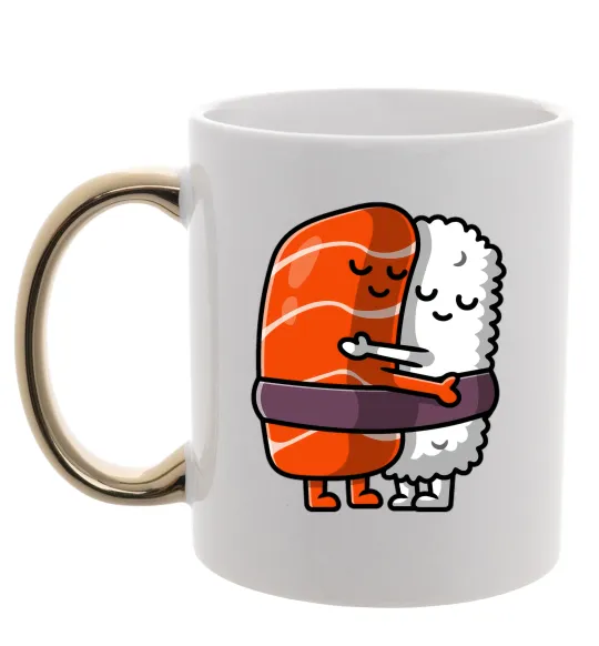 Чашка с цветной ручкой Суші обіймаються Золото фото