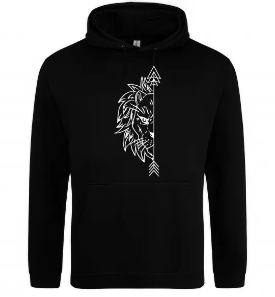 Мужская толстовка (худи) Лев парна Черный фото
